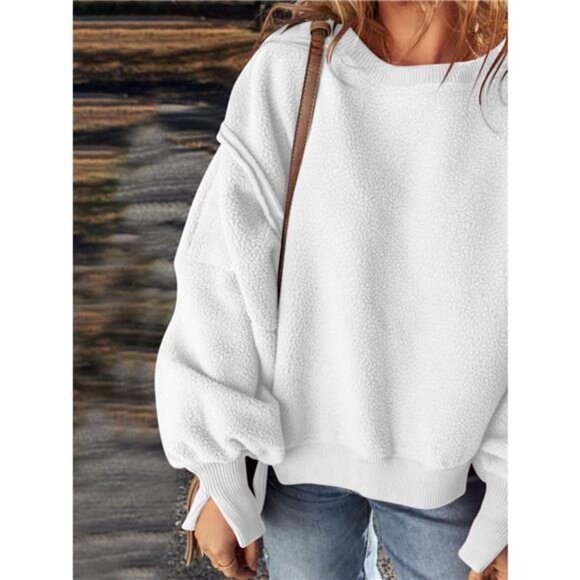 Round Neck Dropped Shoulder Sweatshirt - Picture 13 of 16